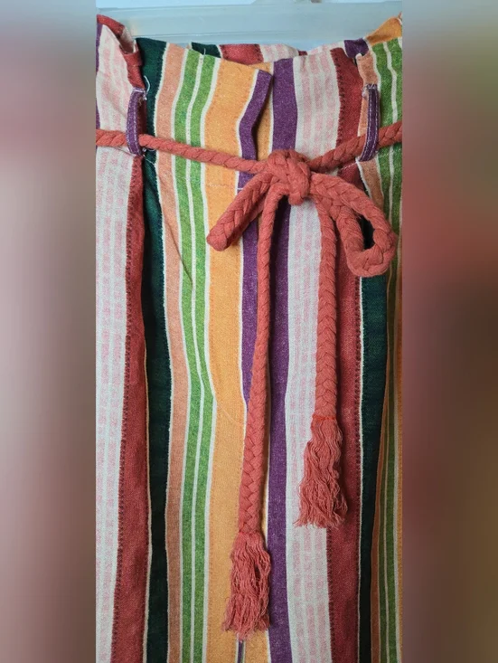 Farm Rio X Anthropologie Augustine Linen Striped Wide Leg Paperbag Pants XS - Picture 4 of 10